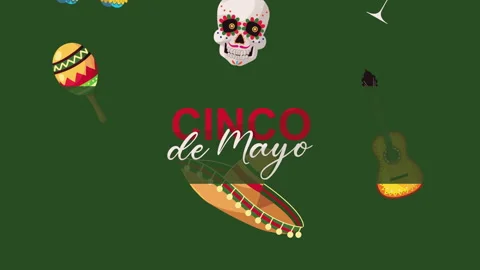 Cinco de mayo lettering with elements pattern Stock Footage 176245488