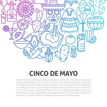 Cinco de Mayo Line Concept Stock Illustration