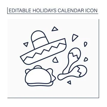 Cinco de mayo line icon Stock Illustration