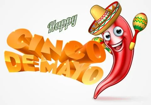 Cinco De Mayo Mexican Chilli Pepper Design Stock Illustration
