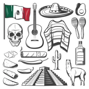 Cinco de Mayo mexican holiday fiesta party sketch Stock Illustration