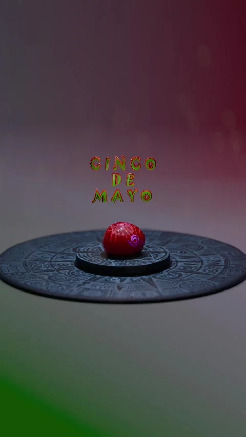 Cinco de Mayo: Neon Mexican Skull with Festive Background Stock Footage 302232901
