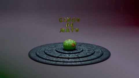 Cinco de Mayo: Neon Mexican Skull with Festive Background Stock Footage 302232905