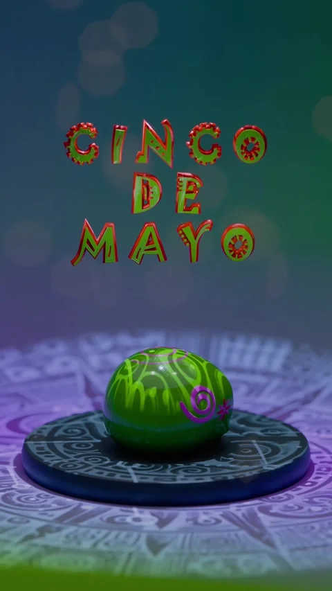 Cinco de Mayo: Neon Mexican Skull with Festive Background Stock Footage 302232907