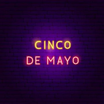 Cinco de Mayo Neon Text Stock Illustration