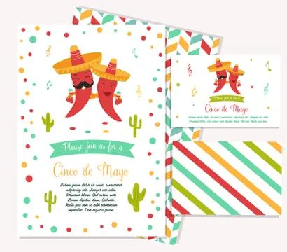 Cinco De Mayo poster bright characters Stock Illustration