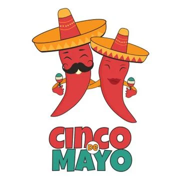 Cinco De Mayo poster bright characters Stock Illustration