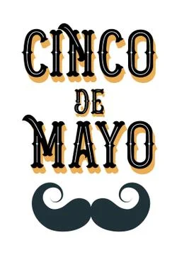 Cinco de Mayo  poster design with moustache Stock Illustration