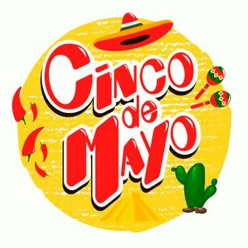 Cinco de Mayo poster design template with red pepper jalapeno, sombrero and w Stock Illustration