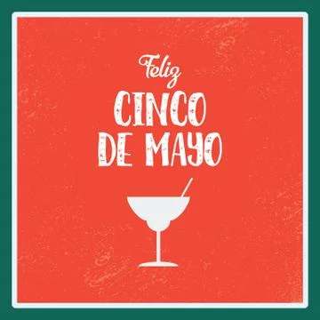 Cinco de Mayo poster vector illustration. Margarita alcohol drink symbol on red Stock Illustration