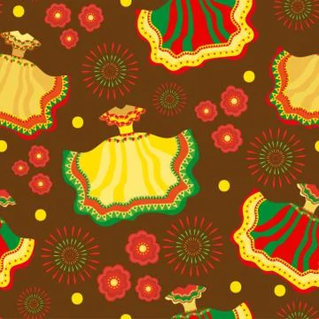 Cinco de Mayo seamless pattern. Mexican holiday endless background, texture.. Stock Illustration