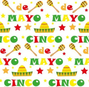 Cinco de Mayo seamless pattern. Mexican holiday endless background, texture Stock Illustration