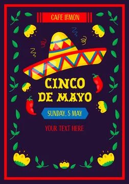 Cinco de Mayo vector flyer with national mexican symbols sombrero hat and r.. Stock-Illustration