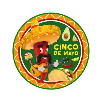 Cinco de Mayo vector icon. Mariachi chili pepper Stock Illustration