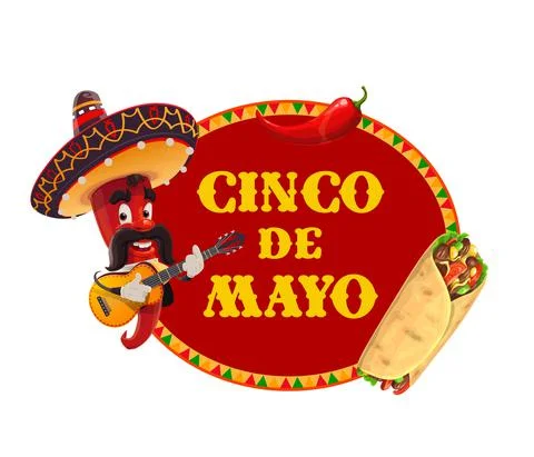 Cinco de Mayo vector icon. Mariachi chili pepper Stock Illustration