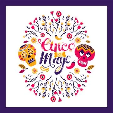 Cinco de Mayo vector illustration. National holiday Mexico, invintation to Stock Illustration
