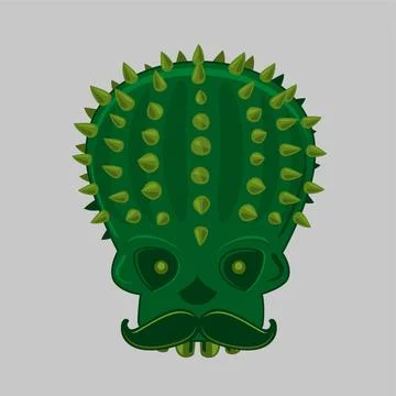 Cinco de mayo vector illustration with skull and cactus.Traditional festival Stock Illustration