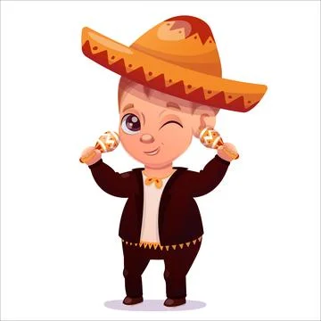 Cinco de mayo. Vector illustration of a dancing child at Cinco De Mayo Stock Illustration