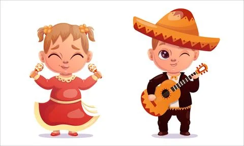 Cinco de mayo. Vector illustration children dancing on Cinco De Mayo holiday Stock Illustration