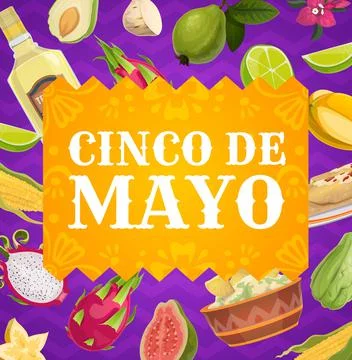 Cinco de Mayo vector poster mexican holiday border Stock Illustration