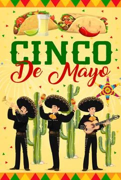 Cinco de Mayo vector poster with Mariachi band Stock Illustration