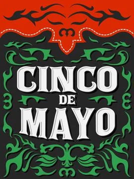 Cinco de Mayo vector poster card template, traditional Mexican Holiday. Illustrazione stock