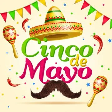 Cinco de Mayo vector realistick beautiful greeting celebration card with Stock Illustration
