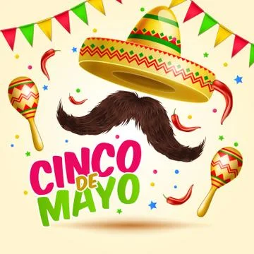 Cinco de Mayo vector realistick beautiful greeting celebration card with Illustrazione stock