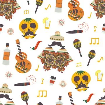 Cinco de Mayo vector seamless pattern Stock Illustration