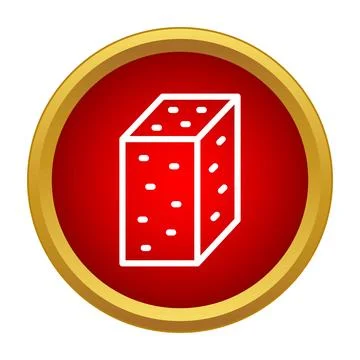 Cinder block construction material icon with red background Stock Illustration