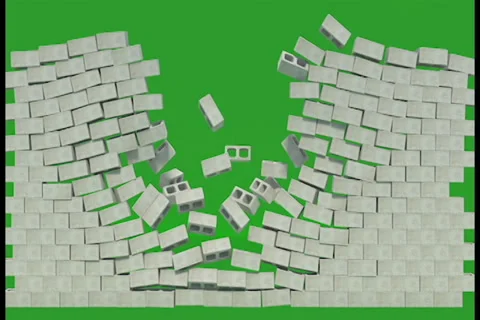 Cinder block demolish Stock Footage 33078620