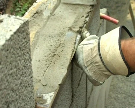 Cinder block manual working Stock Footage 519391