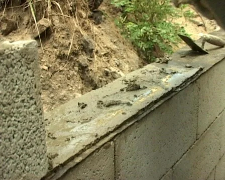 Cinder block manual working Stock Footage 519401