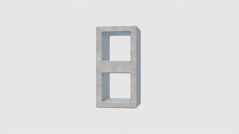 Cinder Block Rotating on a Transparent Background. Seamless Loop. Cement Brick. Stock Footage 300338390