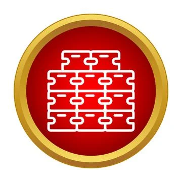 Cinder blocks wall icon in red circle イラスト素材