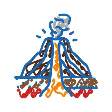 Cinder cones lava icon doodle illustration 스톡 일러스트