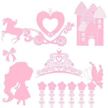 Cinderella set of collections. Crown, Vector illustration. design elements for Stockillustratie