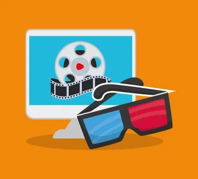 Cinema 3d glasses computer online Illustrazione stock