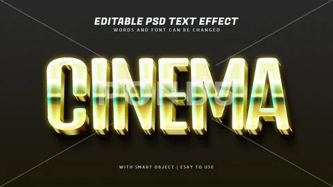 Cinema 3d glow text effect editable PSD Template
