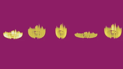 Cinema 4D small flames graphic animation in duotone -Full HD - ProRes Stock Footage 144488904