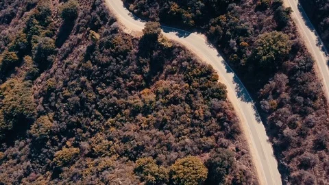 Cinema aerial panoramic video of the view of mountain formations in Malibu from Stock Footage