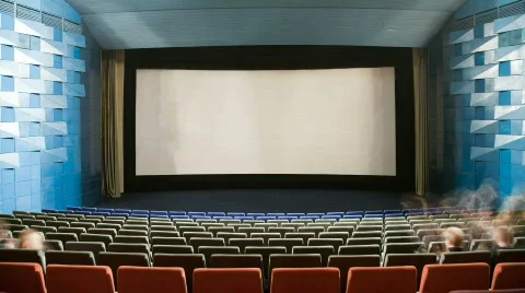 Cinema auditorium with people Stock Footage