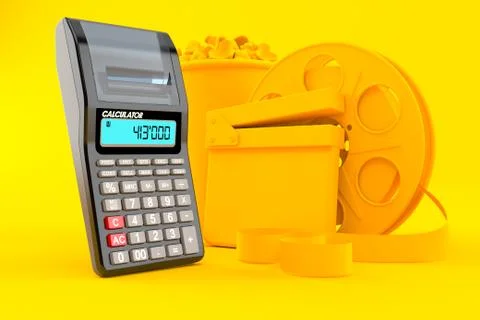Cinema background with calculator Stock Illustration