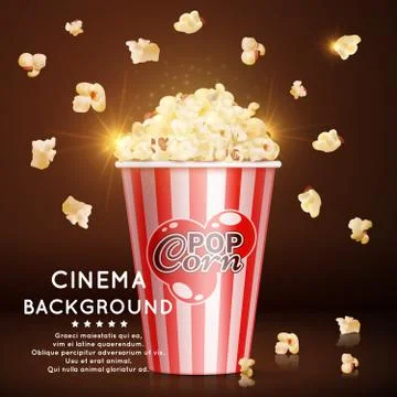 Cinema background with vector realistic popcorn イラスト素材