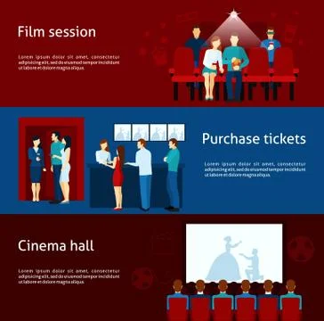 Cinema banner set Stock Illustration