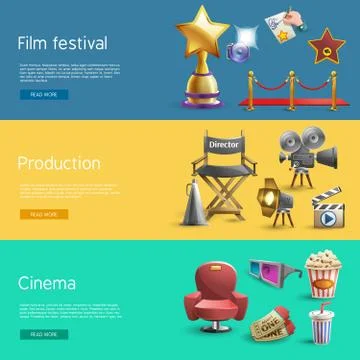 Cinema banner set Illustration