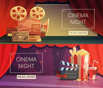 Cinema Banners Set Illustration