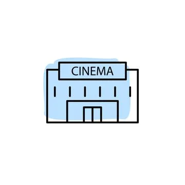 Cinema build with color shadow vector icon in movie, cinema, film, screen Stock Illustration