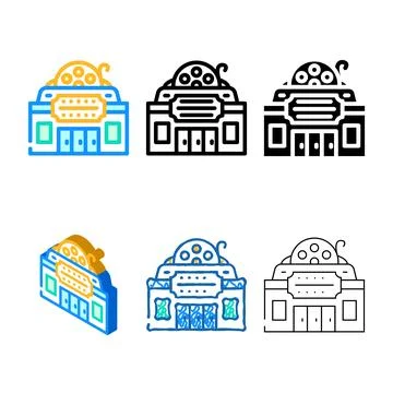 Cinema building color icon vector variety Ilustración de archivo