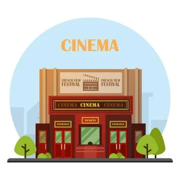 Cinema building in vector. Stock Illustration